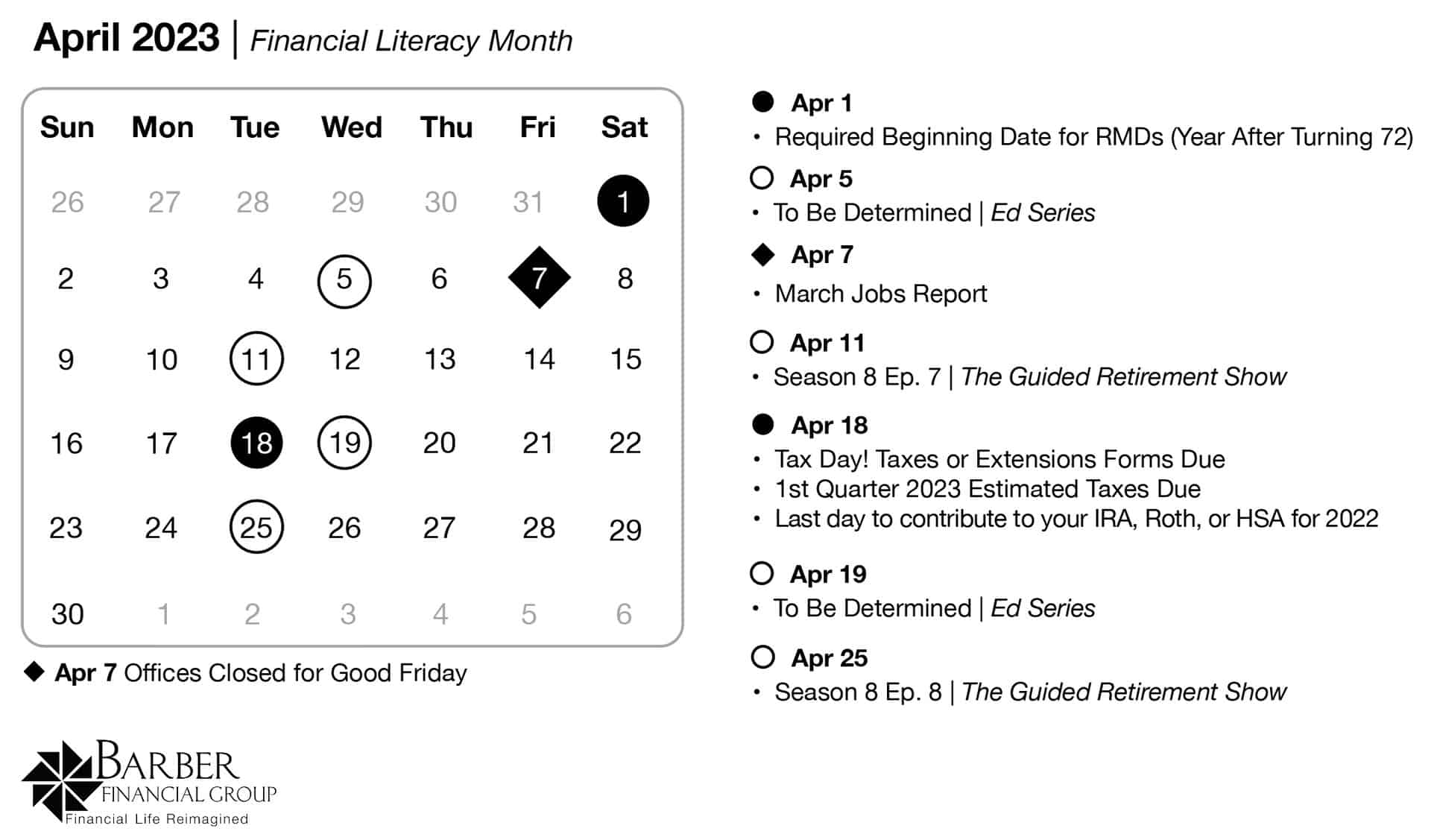 April 2023 - Retirement Planning Calendar