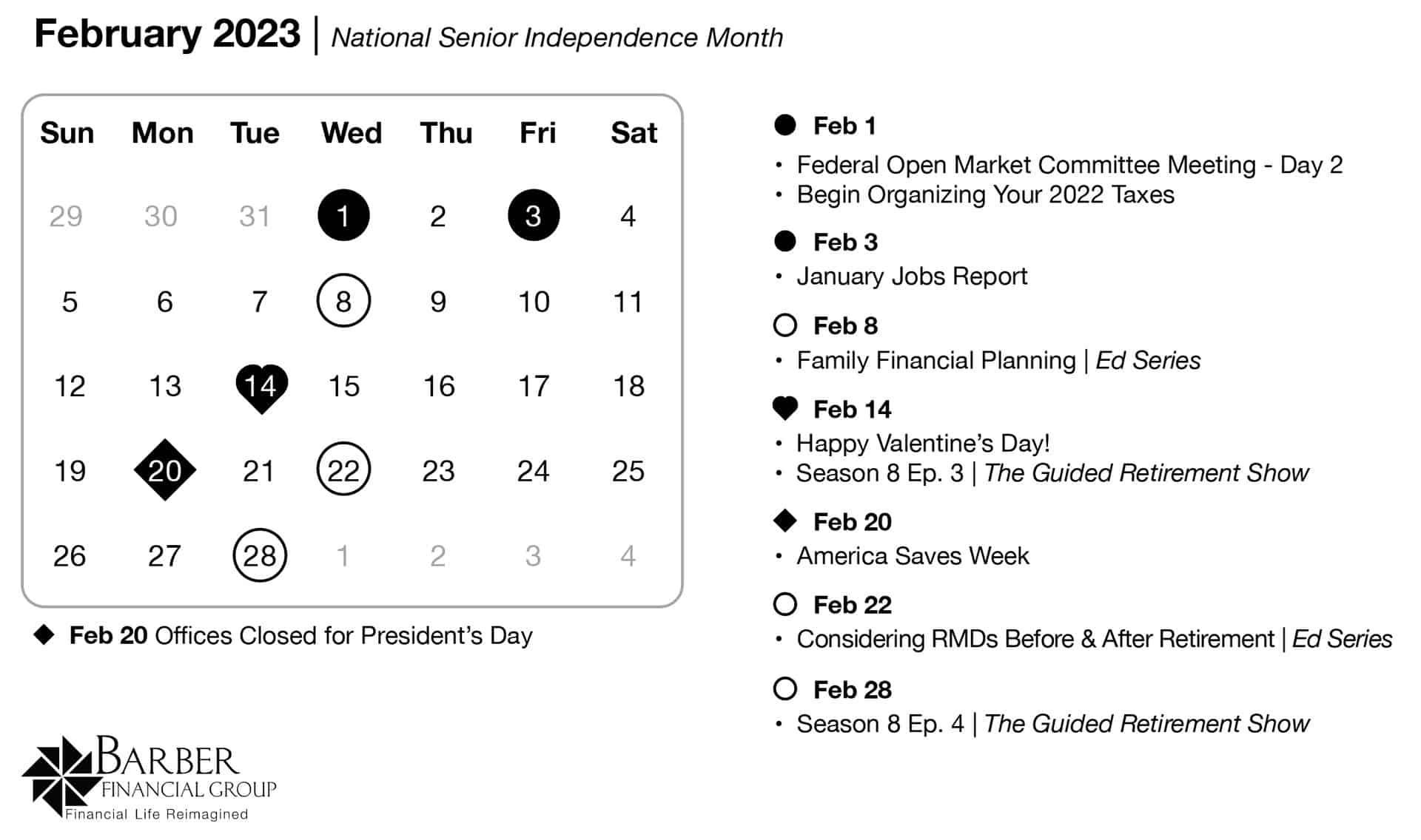 February 2023 - Retirement Planning Calendar