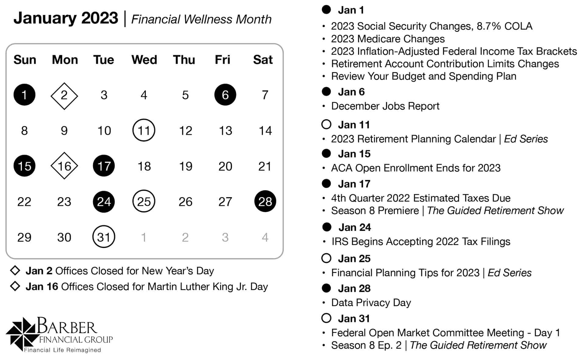 January 2023 - Retirement Planning Calendar