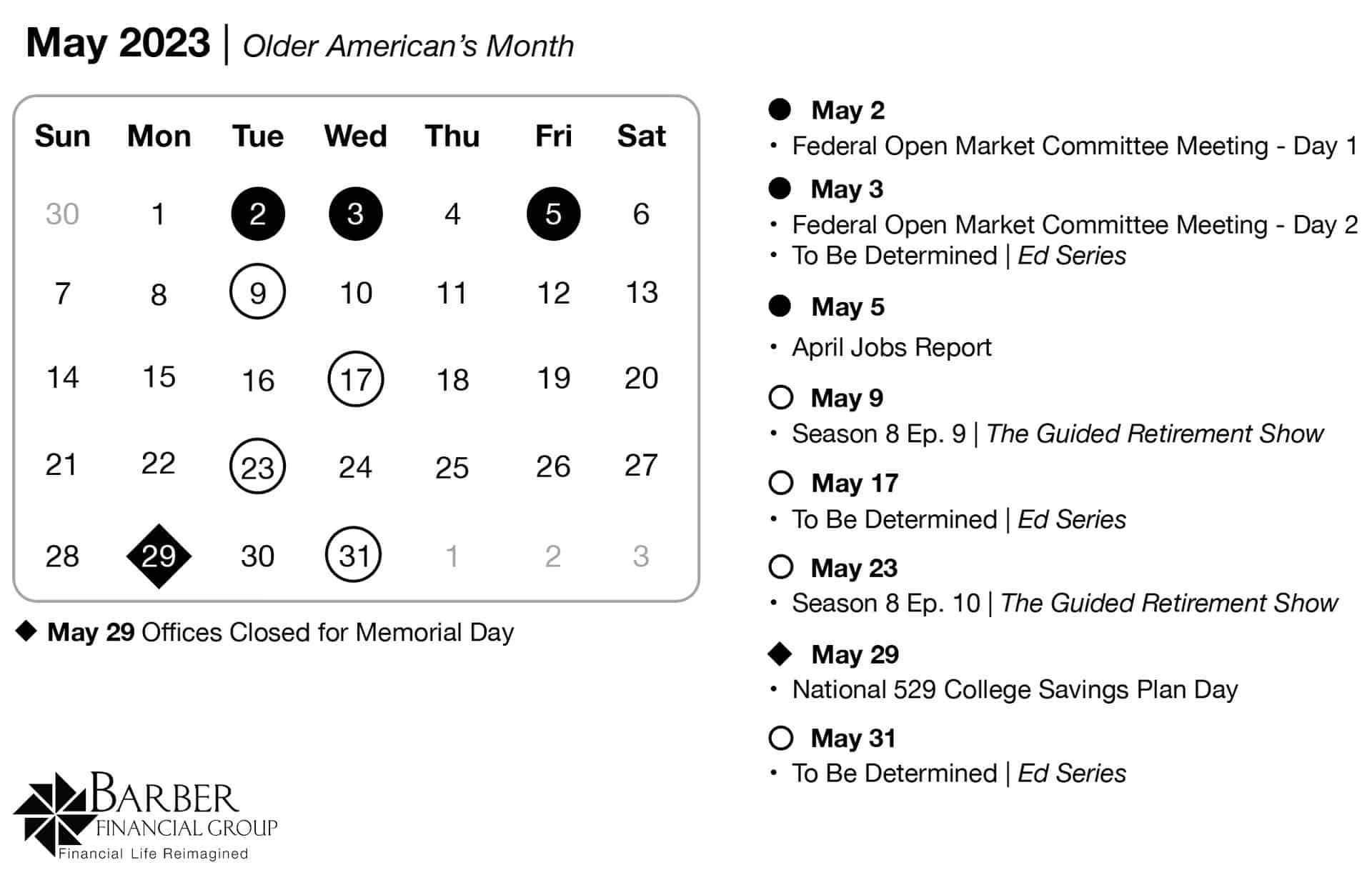 May 2023 - Retirement Planning Calendar